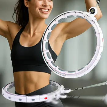 Masážní přístroj Hula Hop S Masážní Funkcí, Závažím a Počítadlem BÍLO ŠEDÉ ENERO FIT