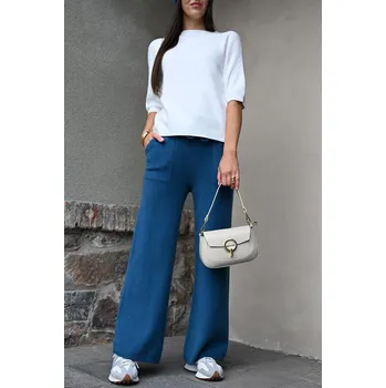 Dámské kalhoty ÚPLETOVÉ KALHOTY DÁMSKÉ PETROLEJOVÉ PECA del SOL