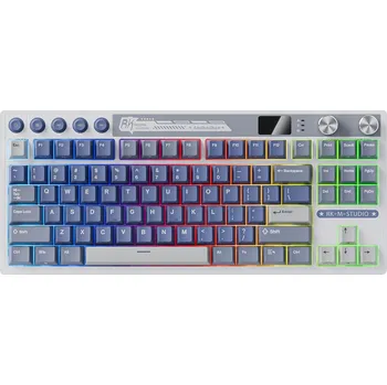 Klávesnice MECHANICKÁ KLÁVESNICE RK M87 TKL Hot Swap Herní RGB Tri-Mode Béžová s Přepínači
