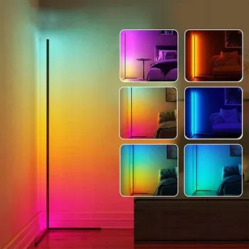Stojací lampa LED Rohová Stojací Lampa Bluetooth RGB Nastavitelná