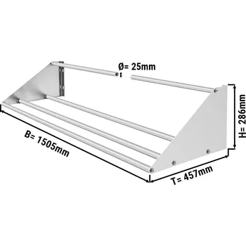 Vinotéka G.Gastro Commercial Stainless Steel Wall Shelf for Dishwasher Racks – 1505x457x286mm - 50 kg load