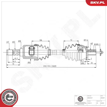 Poloosa kola Hnací hřídel - poloosa ESEN SKV 40SKV291
