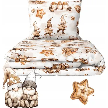 Povlečení Povlečení 140x200 + 70x80 VÁNOČNÍ zimní 140g/m2 bavlna 100% skřítci s perníčky