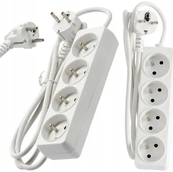 Napájecí kabel Prodlužovací Kabel přívod Křeček 1,5 m 4 ks zásuvek bílý