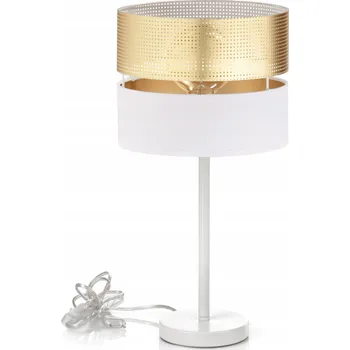 Lampička NOČNÍ LAMPA STOLNÍ NA STOLEK S ABAŽUREM SE ZLATÝMI DÍRKAMI E27 LED AŽUROVÁ