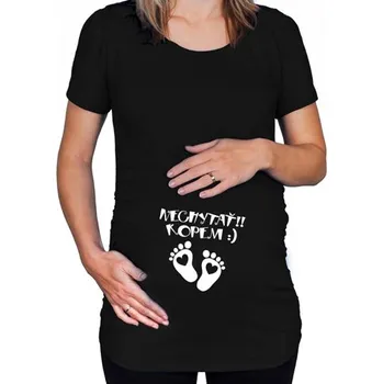 Černé těhotenské tričko s nápisem Nesahat, kopu SK