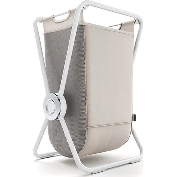 Simplehuman X-Frame skládací béžový látkový koš na prádlo, bílá ocel