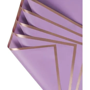 Balící papír 10 listů voděodolného balicího papíru 58 x 58 cm na květiny se zlatými okraji Elegantní obal pro kytice Různé barvy Ideální na svatby a narozeniny světle fialová