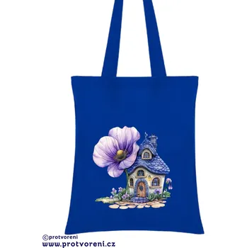 Taška s potiskem Textilní taška, Květinový domeček 1 , 41x37cm, mix barev, 1 kus Vyberte si barvu ZDE:: modrá