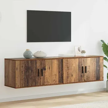 Televizní stolek vidaXL Nástěnný TV skříňový set 2 pcs Staré dřevo 80 x 34,5 x 40 cm