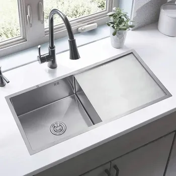 Granitový dřez Kuchyňský dřez jednokomorový s odkapávačem INOX 78X44 +