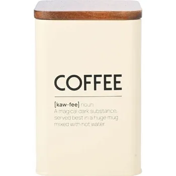 Dóza na potraviny Kovová dóza / plechovka na mletou kávu, zrnkovou kávu s dřevěným víkem