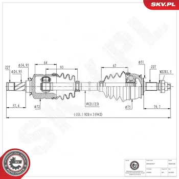 Poloosa kola Hnací hřídel - poloosa ESEN SKV 40SKV248