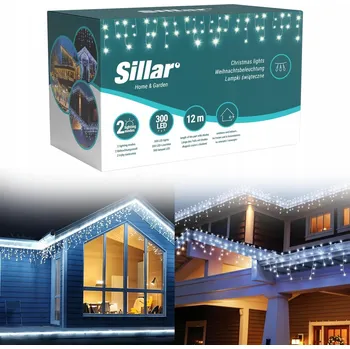 Vánoce Sillar 300 LED studená bílá záclona FLASH