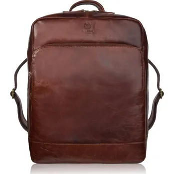 Paolo Peruzzi Univerzální kožený batoh na notebook ve vintage stylu Peruzzi; hnědá
