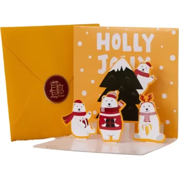 Vánoce 3D vánoční a novoroční přání z papíru Ručně vyráběné skládací prostorové blahopřání s různými motivy Elegantní sváteční dekorativní karta