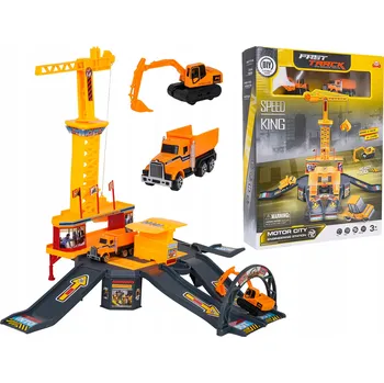 autíčko Parkoviště pro autíčka STAVENIŠTĚ + stavební autíčka BAGR SKLÁPĚČKA