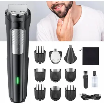 ZASTŘIHOVAČ STROJEK na stříhání holení VLASŮ HLAVY VOUSŮ 7 nástavců