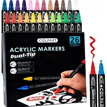 AKRYLOVÉ FIXY POPISOVAČE FIXY KAMENY A LÁTKY SADA 2 6 KS