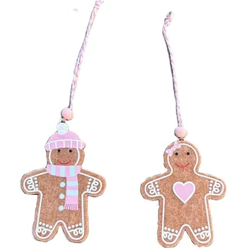 Vánoční dekorace Vánoční dekorace - plstěný perníček 9,5 cm, 2 ks