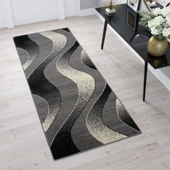 Koberec Běhoun na míru Tap - vlnky 5 - šedý/bílý Rozměr koberce: 80 cm