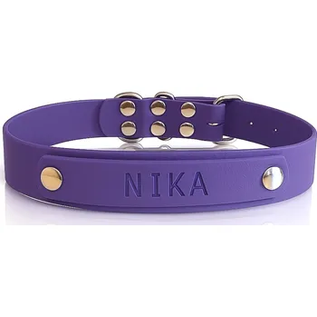 Obojek pro psa Obojek pro Malého i Velkého Psa s Gravírovaným Jménem, Vodotěsný, Fialový, Velikost L