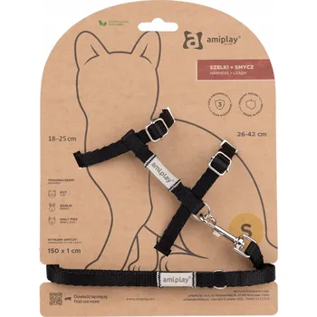 Vodítko pro psa Amiplay Postroj a vodítko pro kočky Samba M Černé