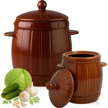 Hrnec KERAMICKÝ HRNEC 4 L TRADIČNÍ KAMENINOVÉ NÁDOBÍ NA NAUDĚNÍ MASA