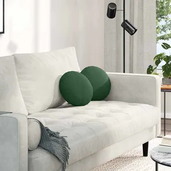 Podsedák vidaXL Polštáře na sedadla 2 pcs Tmavě zelená Ø 30 cm Žebrovaná látka