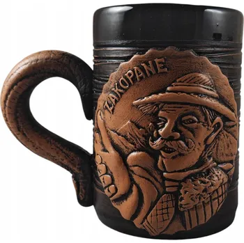 KERAMICKÝ HRNEK / PŮLLITR CCA 200 ml hnědý, motiv horala s půllitrem, jednoduchý