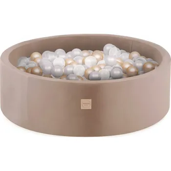 Dětský bazének PLUSH NEST Suchý bazén kulatý Samet Ø 90 × 30 cm zlatá + 200 míčků