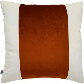Polštář DEKORAČNÍ POVLEČENÍ na polštář, velur/samet, rezavá / krémová / měděná, 50x50 cm