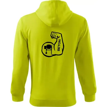 Pánská mikina Beton svaly - Mikina s kapucí na zip trendy zipper - S ( Limetková )