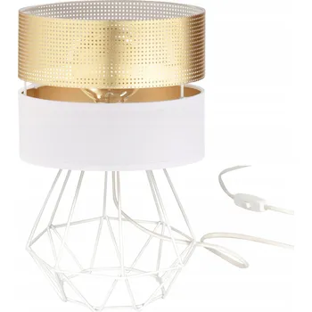Lampička NOČNÍ LAMPA STOLNÍ NA STOLEK S ABAŽUREM SE ZLATÝMI DÍRKAMI E27 LED AŽUROVÁ