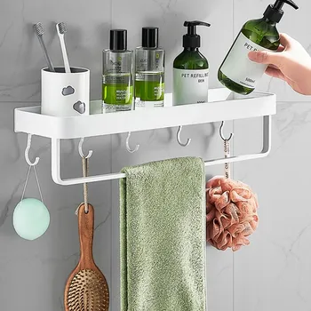 Koupelnový nábytek Koupelnová polička do sprchy s háčkem 50 cm Bílá