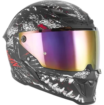 Helma na motorku Přilba GOLIATH RAPTOR, NOX EXKLUSIV (černá matná, bílá, červená) 2026 (Velikost: M)