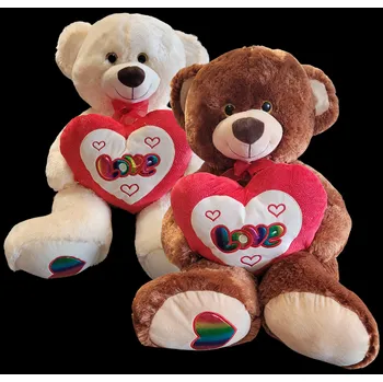 plyšák PLYŠÁKOV - Velký Medvěd se srdcem a mašlí 60 cm - 2 druhy