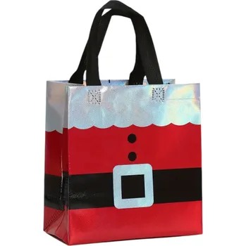 Dárková taška 10 ks Vánoční dárkové tašky 23 x 21,5 x 11 cm Červené balicí sáčky s černým páskem, knoflíky a stříbrným lemem pro sváteční balení dárků