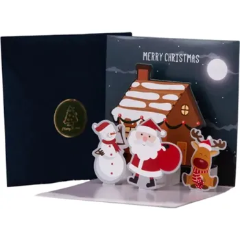 Vánoce Vánoční a novoroční 3D přání z papíru Skládací přáníčko s různými vánočními motivy Stromek Sněhulák Dárky Hvězdy Kreativní sváteční blahopřání
