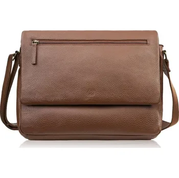 Paolo Peruzzi Pánská kožená taška přes rameno na notebook Paolo Peruzzi; hnědá