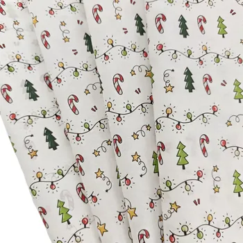 Balící papír 10 listů hedvábného balicího papíru 20 x 35 cm Vánoční lucerniový vzor Bílý papír se zimními motivy stromů hvězd a žárovek na dárky