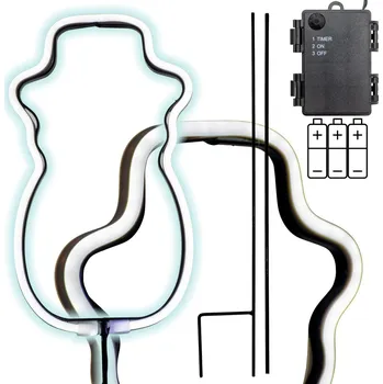 Vánoční světelná dekorace NEONOVÝ SNĚHULÁK BÍLÝ 81 LED NA BATERIE 14,5x96CM LUCA