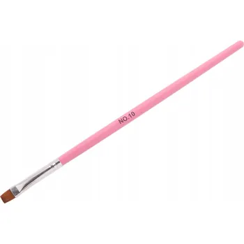 Kosmetický štětec Štětec na gelovou manikúru, dřevěná rukojeť růžová, tuhé štětiny, velikost 10