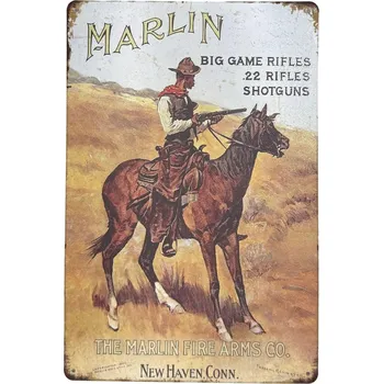 Plechová cedule Ozdobná plechová cedule Marlin Firearms Shotguns Zbraň 20x30 cm Retro Vintage