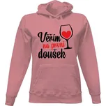 Dámská mikina s kapucí s potiskem Věřím na první doušek - černé dámské