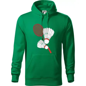 Pánská mikina Badminton - pálka a košík - Mikina pánská Cape s kapucí - L ( Středně zelená )