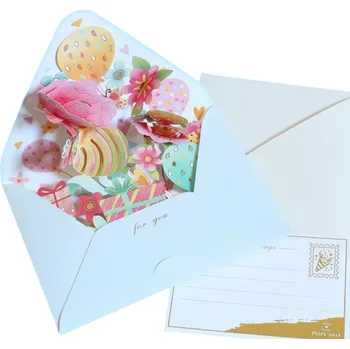 Vánoce Romantické 3D květinové přání s obálkou a pohlednicí Vyskakovací blahopřání Barevné květiny Kreativní dárková karta Narozeniny Vánoce Svatba Výročí