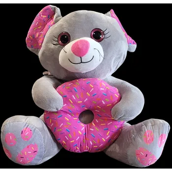 plyšák PLYŠÁKOV - Šedá myška s donutem 45 cm