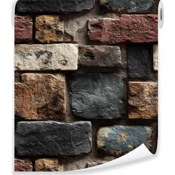 Fototapeta TAPETA HNĚDÁ ČERNÁ CIHLA STRUKTURA NA VLIESU NA ZEĎ DO OBÝVACÍHO POKOJE LOŽNICE