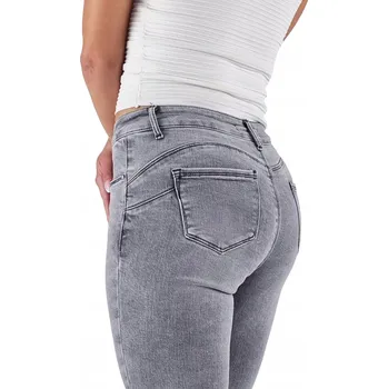 Podprsenka Džíny M.Sara šedé úzké nohavice s vysokým pasem velikost 44 plus size push-up